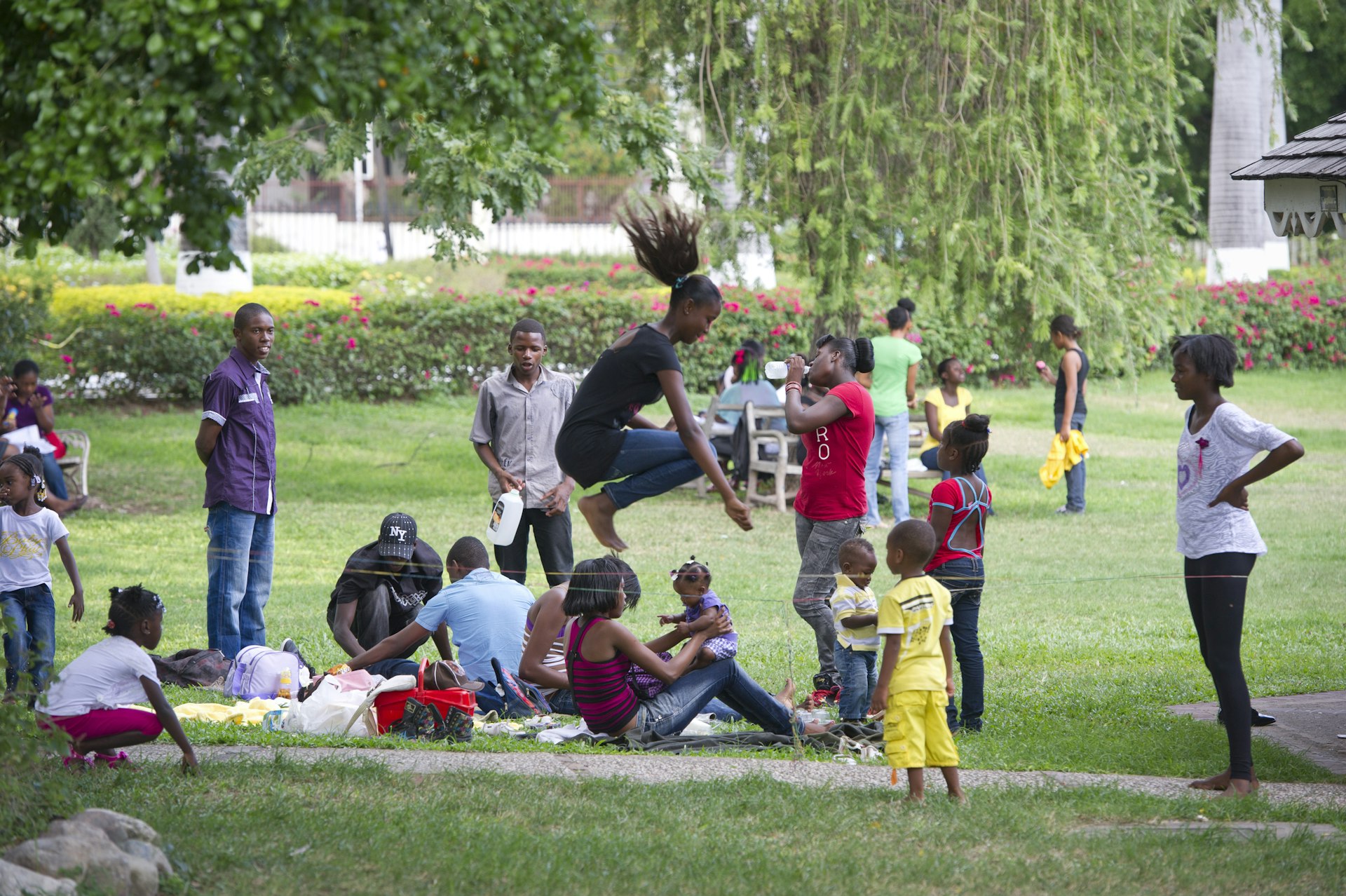 Jamaican children play in Devon house park in Kingston